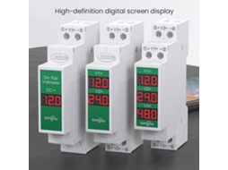 Voltímetro digital LED para trilho DIN, compacto, com detector de tensão | S/MARCA