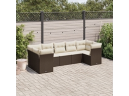 Vidaxl 7 Pcs Conjunto de Sofás Jardim C/ Almofadões Vime Pe Castanho