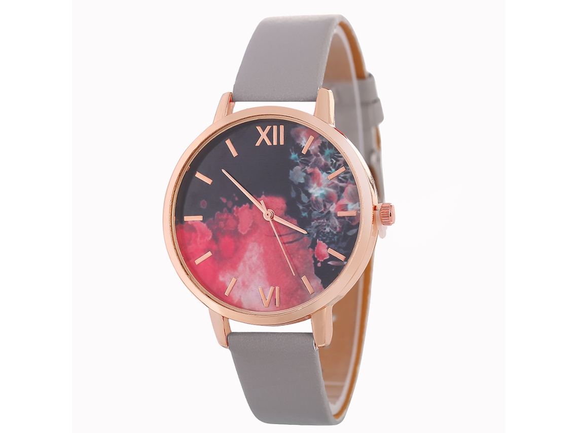 Relógio Casual Feminino Zlf0555 c de Quartzo com Pulseira de Couro Cinza