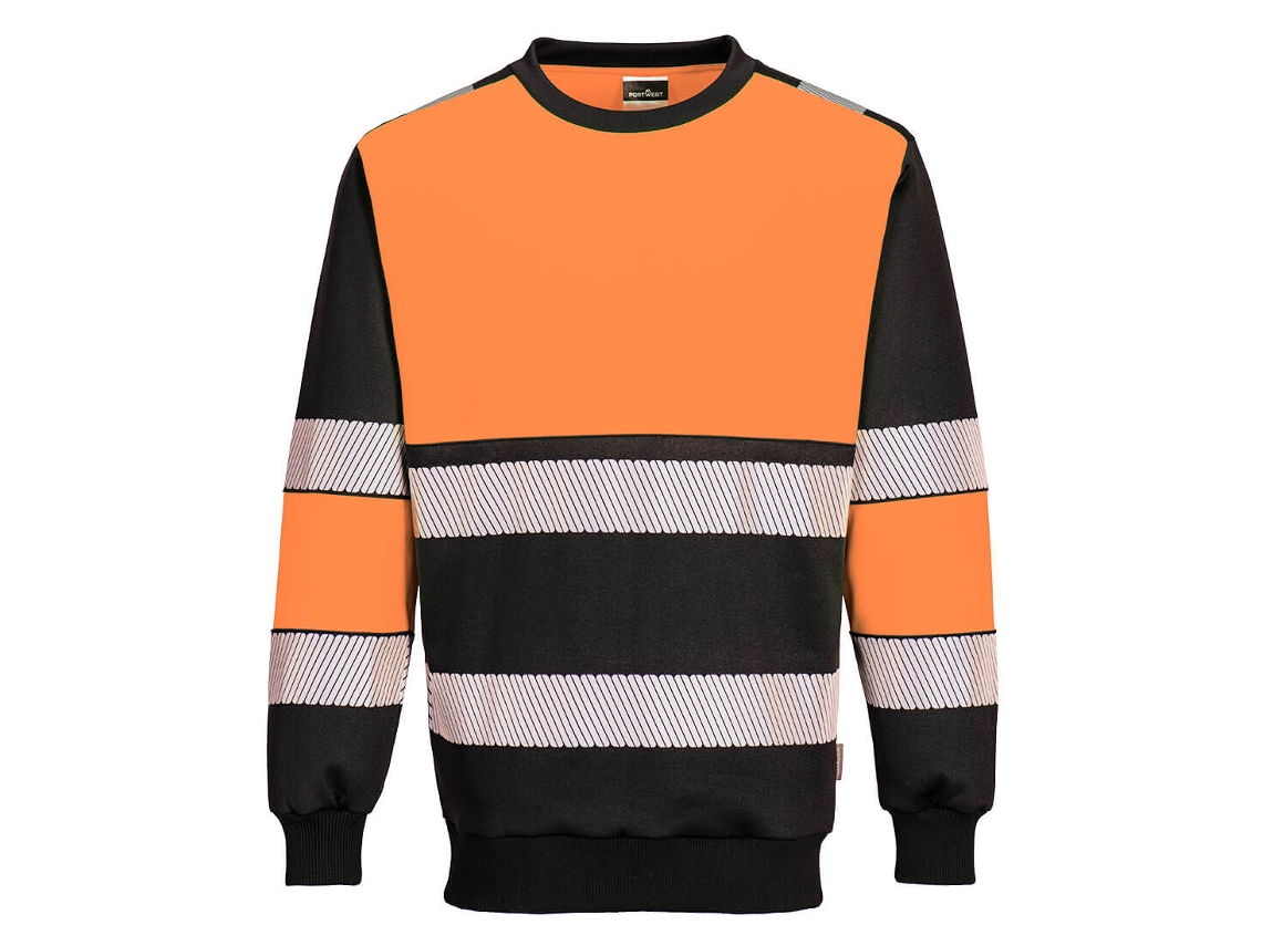Moletom Pw3 De Alta Visibilidade Classe 1 / Laranja Preto / M Portwest