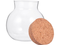 Pote De Vidro Redondo 500ml Com Tampa Cortiça Para Armazenamento Multiuso Especiarias E Biscoitos Na Cozinha