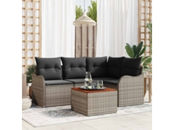 Vidaxl Conjunto De Sofá De Jardim 5 Unid. Cinzeto Vime Pe