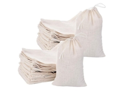 Sacos de musselina de algodão Rebe-50 com cordão para chá, joias, presentes de casamento, utensílios de cozinha e artesanato, brancos.