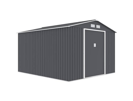 Abrigo De Jardim Em Metal 8,84 M² 277 X 319 X 202 Cm Uranus Kit De Ancoragem Incluído, 2 Portas Deslizantes Cinza Archer