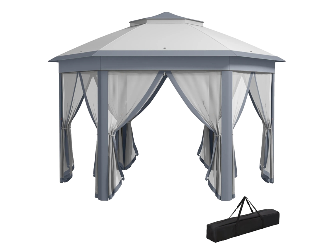 Gazebo, Proteção Uv, Redes Mosquiteiras, Cinza Claro