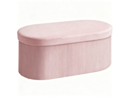 Pufe Arrumação Dobrável 72l, 76x38x35cm, Veludo, Baú Arrumação, Rosa.