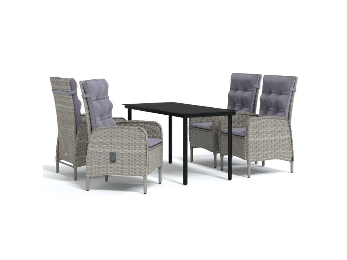 Maison Exclusive - 5 Pcs Conjunto De Jantar Jardim Com Almofadões Cinzento/preto