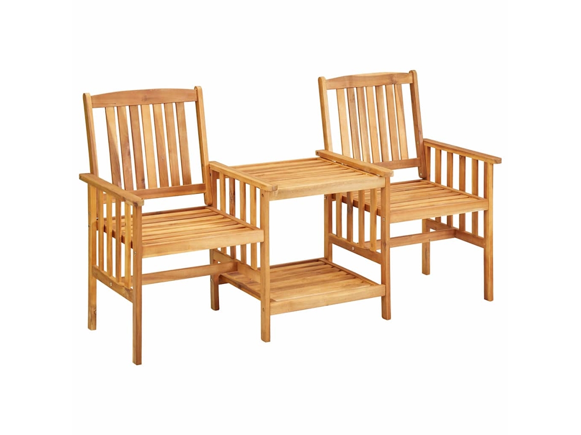 Vidaxl Cadeiras De Jardim C/ Mesa De Centro 159x61x92 Cm Acácia Maciça