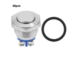 40pcs Chave De Pressão Momentânea De Metal 16mm À Prova D'água Auto-reset De Cabeça Alta 2-pino