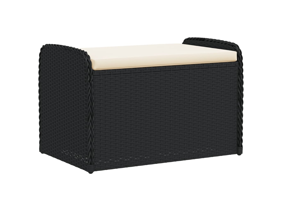 Storage Bench, Storage Benches Vidaxl Preto Rattan / Vime (80 X 51 X 52 Cm)