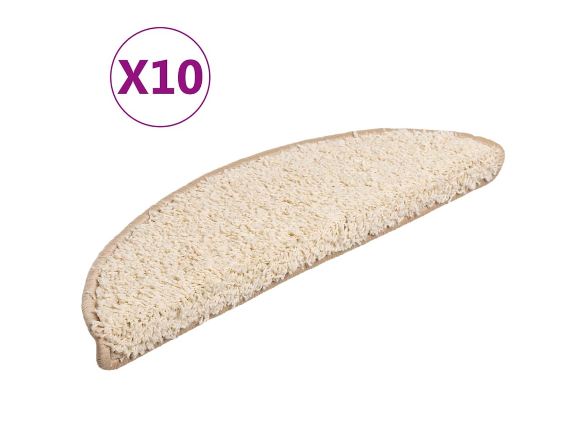 Conjunto de 10 Tapetes de Escada Creme Semicircular MAISON EXCLUSIVE (56x17x3 cm)