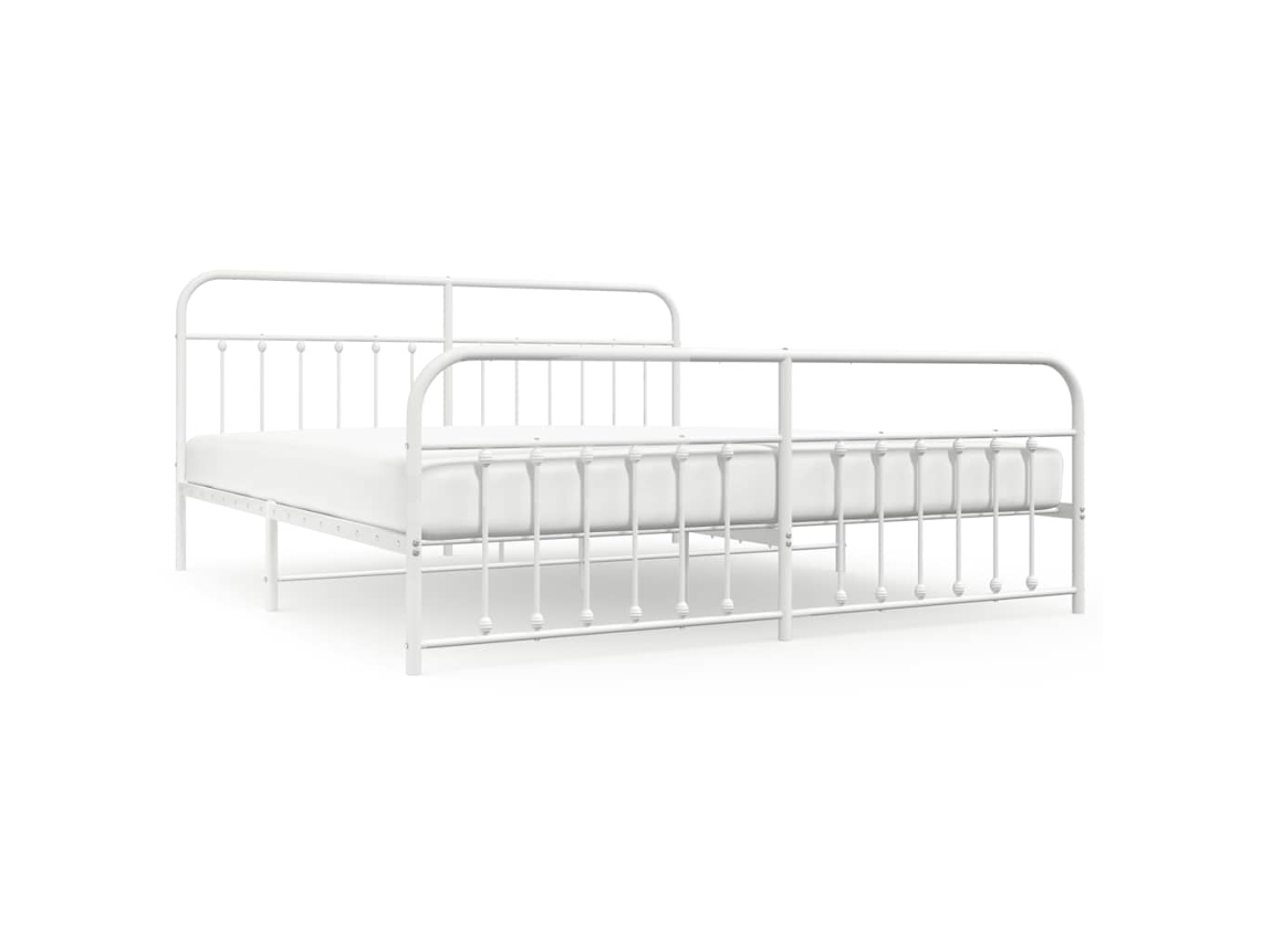 Bed Frame, Bed Frames Vidaxl Branco Aço (193 X 203 Cm)