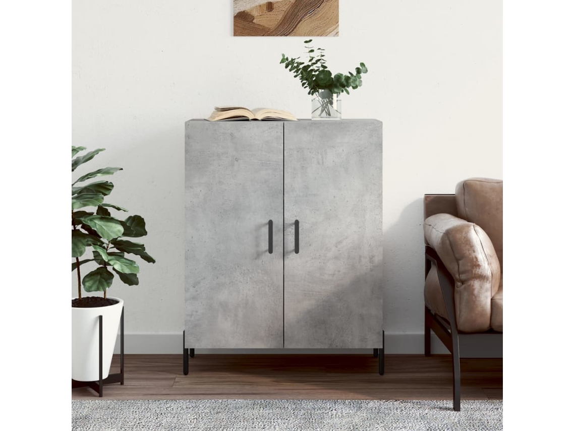 Aparador | Buffet | Armário De Apoio 69,5x34x90 Cm Madeira Processada Cinza Cimento Wsd141359 Lovely Home