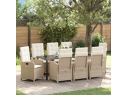 Vidaxl Conjunto De Jantar Para Jardim 9 Unid. Bege Vime Pe
