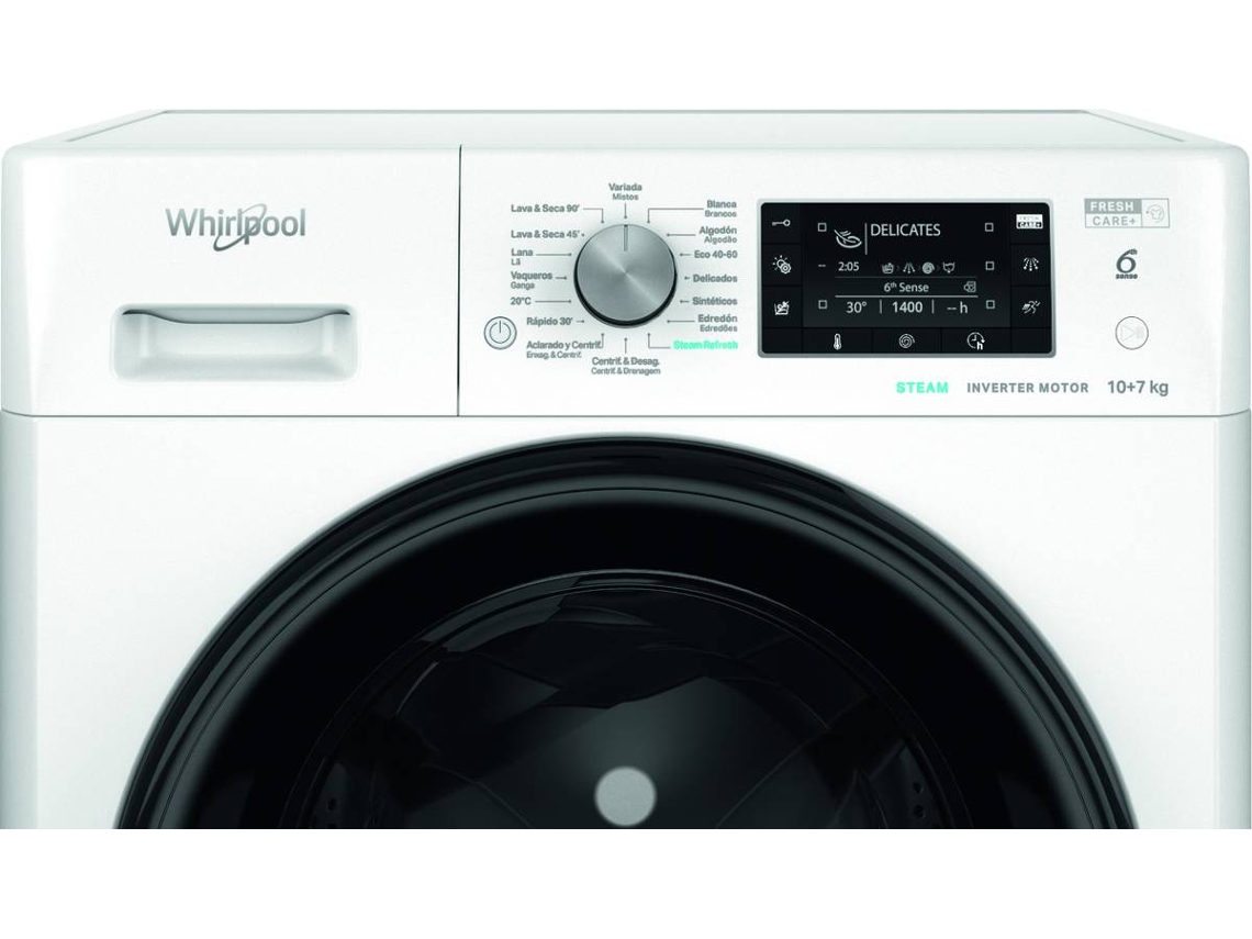 M�quina de Lavar e Secar Roupa WHIRLPOOL Ffwdd 1074489 (10/7 Kg - 1400 rpm - Branco)