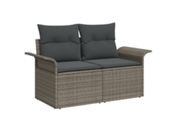 Conjunto 1 Sofá De Jardim Vidaxl Cinzento Vime Pe (141 X 62 X 69cm)