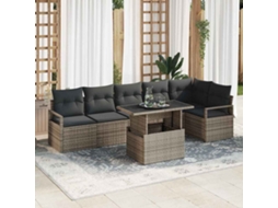 Vidaxl Conjunto De Sofá De Jardim 7 Unid. Cinzeto Rattan Sintético