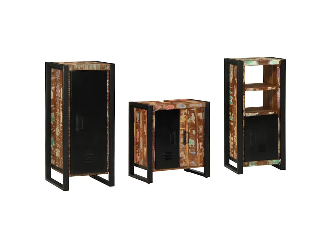 Conjunto de Móveis para Banheiro 3 Pcs Madeira Reforçada Sólida MAISON EXCLUSIVE