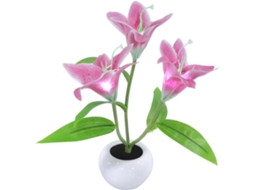 Abajur Decorativo em Formato de Vaso de Lírio, Proteção para os Olhos, Plástico, Rosa. SFUSHOS