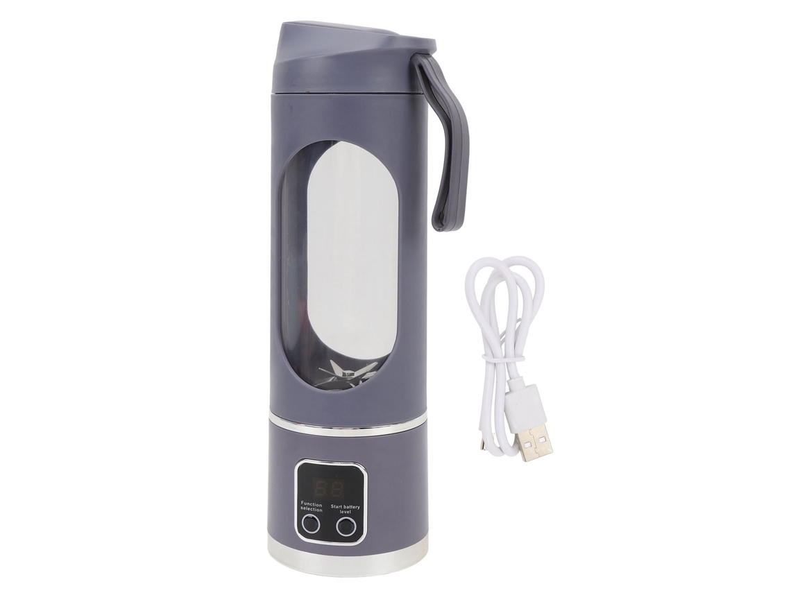 Liquidificador Portátil Recarregável de 450ml para Sumos e Smoothies em Cinza e Roxo LAXISCREED