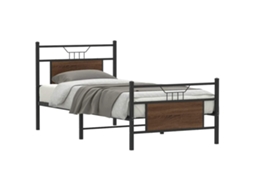 Vidaxl Estrutura Cama S/ Colchão Derivados Madeira Carvalho Castanho