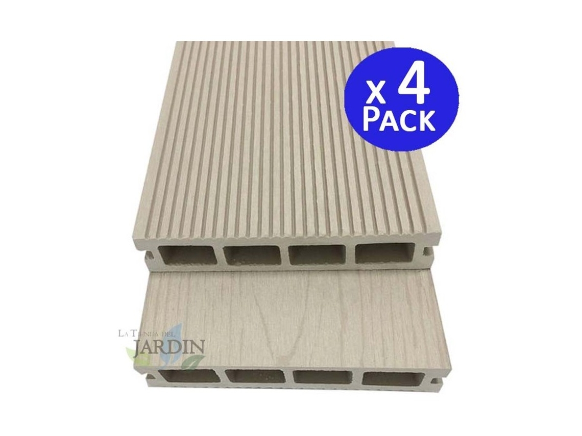 Tablon jardin composite 220 x 14,6 x 2,5 cm, blanco (Pack 4) SUINGA