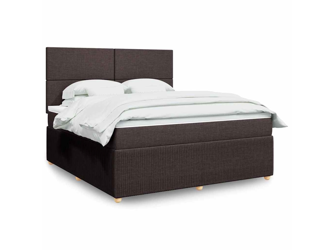 Vidaxl Cama Com Molas/colchão 180x200 Cm Tecido Castanho-escuro