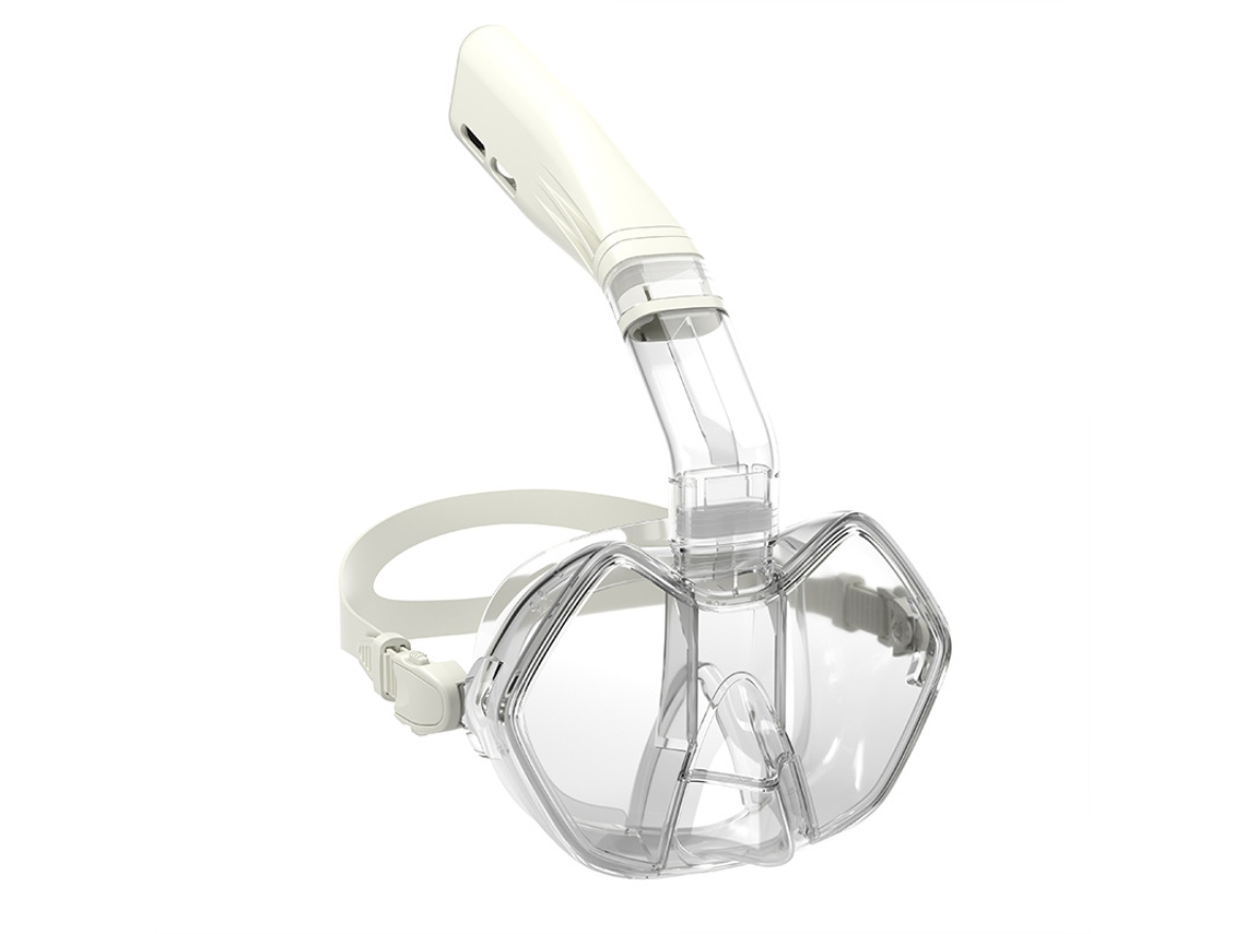 Conjunto de máscara de snorkel anti-embaçante Czhhmart com tubo seco removível, design E, anti-vazamento, tamanho G, branca translúcida.