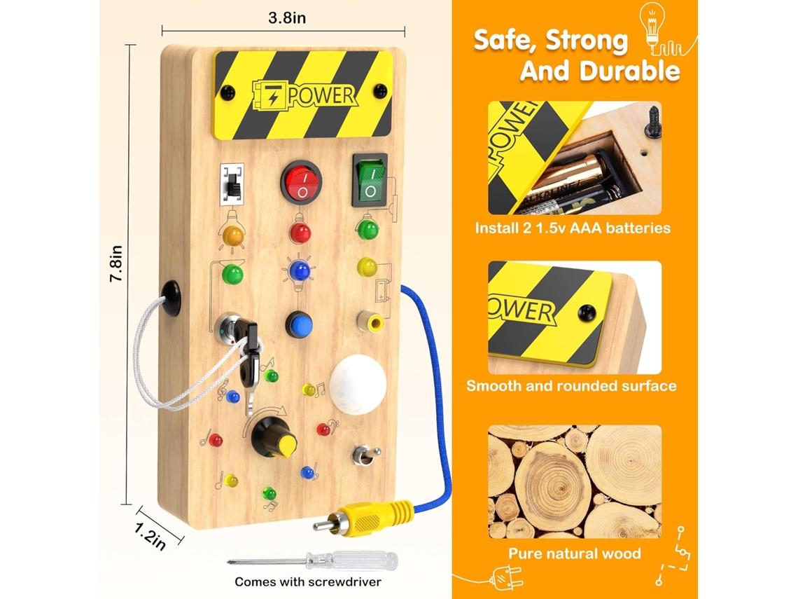 Brinquedos Montessori Para Crianças Quadro De Atividades De Madeira Brinquedos Sensoriais Com Interruptor De Luz Brinquedos Aquaforge