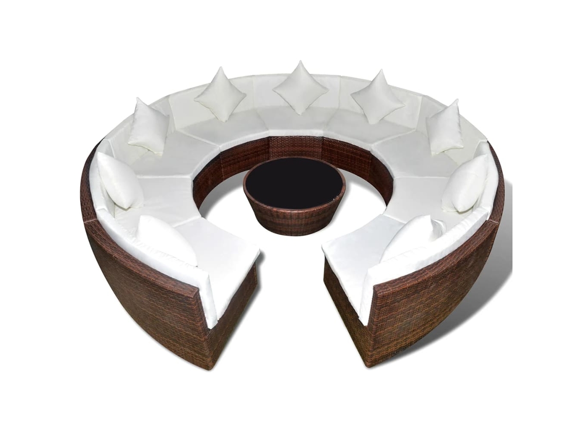 Maison Exclusive - 10 Pcs Conjunto Lounge Jardim C/ Almofadões Vime Pe Castanho