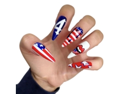 Tips para Unhas em Estilo Sombrio com Detalhes Punk e Lábios Vermelhos Modelo de Adesivos AURUM