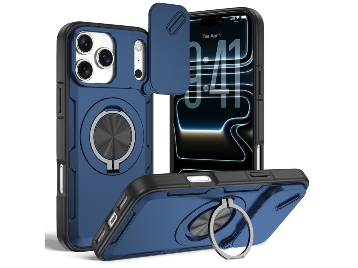 Capa Zruxe Compativel Com Iphone 17 Pro Max (magsafe - Suporte Giratorio - Azul)