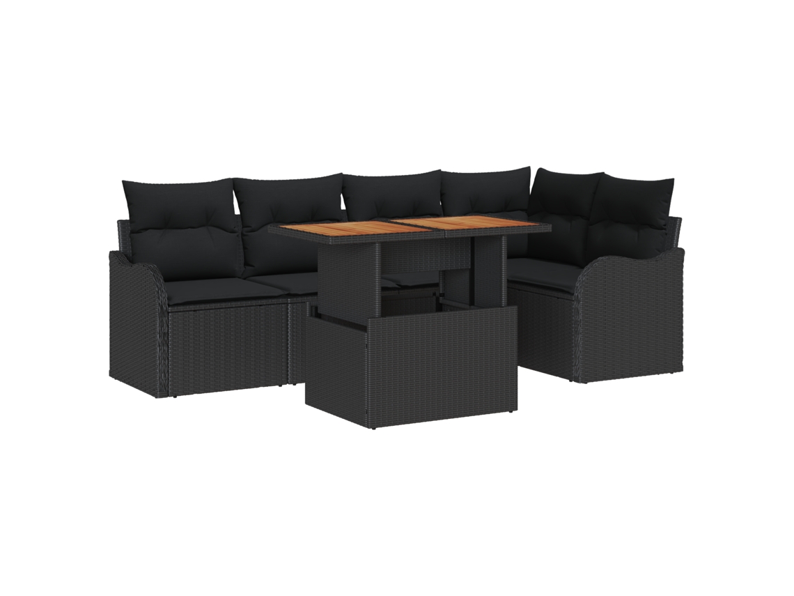 Conjunto 6 Móveis De Jardim Vidaxl Preto Vime Pe (100 X 55 X 73 Cm)
