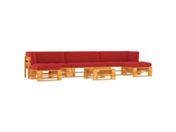 Vidaxl 6 Pcs Conjunto Lounge Paletes Pinho Impregnado Castanho Mel