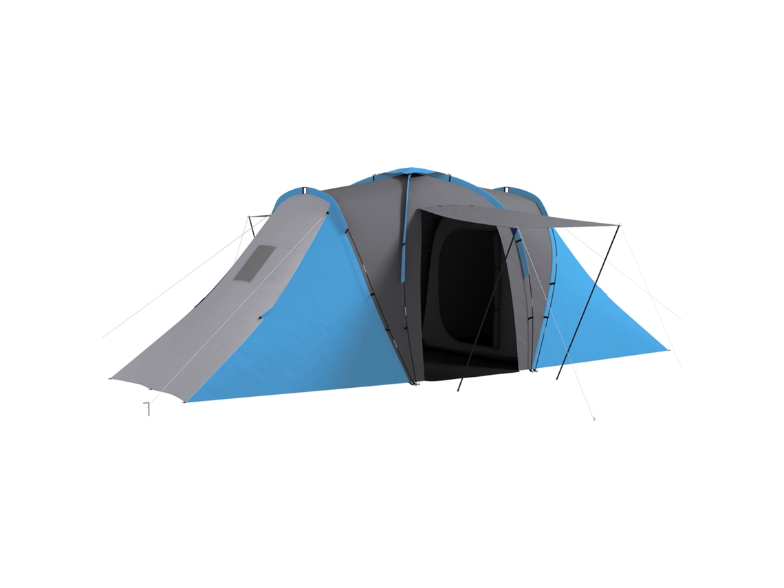 Barraca para 4-6 pessoas com 2 quartos impermeável 3000mm 555x225x190cm cinza e azul BTFORUS