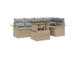 Vidaxl Conjunto De Sofá De Jardim 6 Unid. Bege