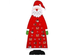 Calendário De Advento De Natal 3d Com 24 Bolsos Em Felpa Papai Noel Contagem Regressiva Rojo