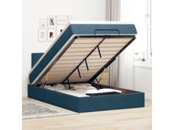 Vidaxl Estrutura Cama Otomana Colchão 120x200cm Veludo Azul Escuro