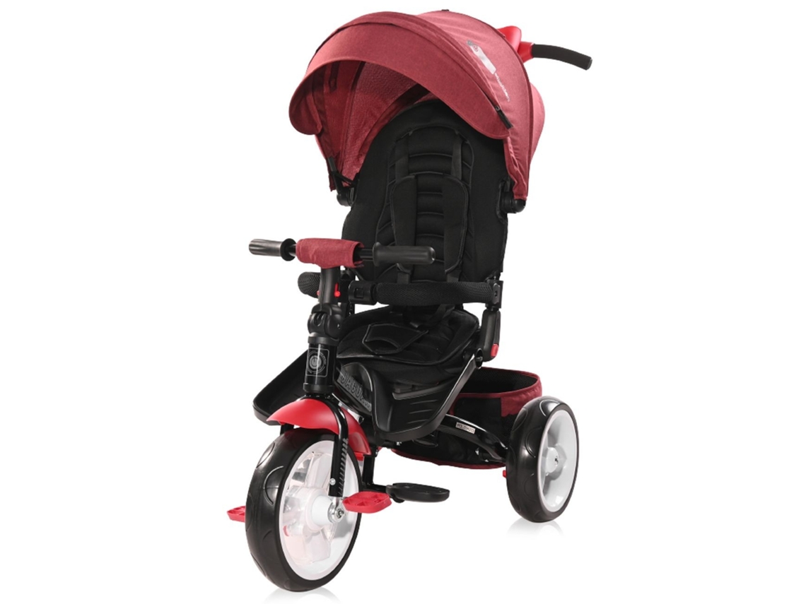 Triciclo Evolutivo Jaguar Com Capota, Assento Giratório 360º E Rodas Eva De Lorelli - Red &amp; Black Luxe