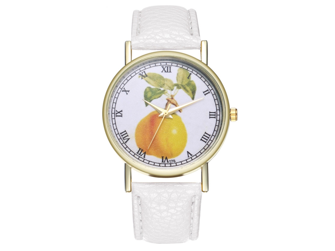 Relógio de quartzo unissex com pulseira de couro PU e mostrador casual Zhoulianfa (branco)