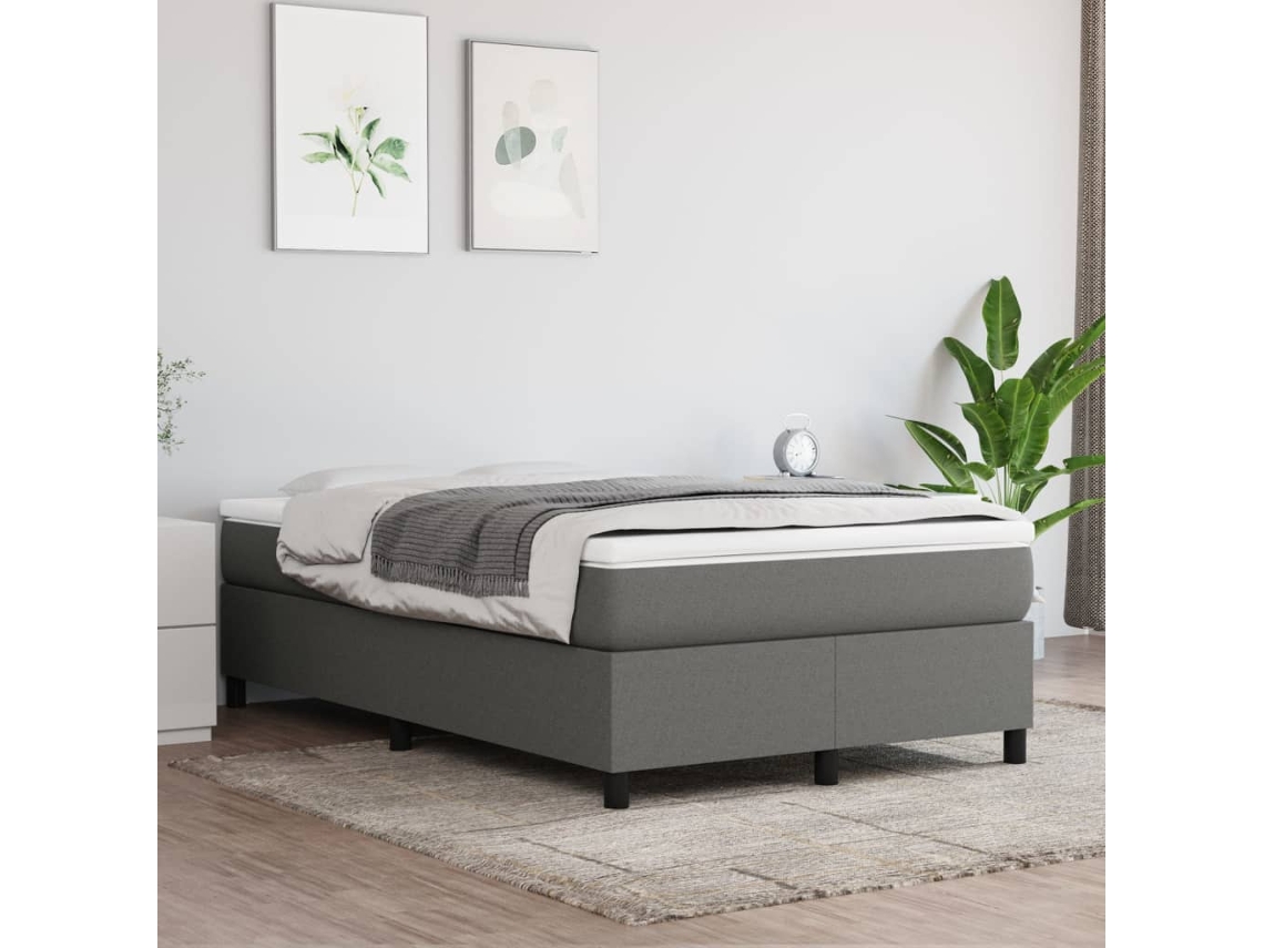 Estrutura De Cama Sem Colchão 120x200 Cm Tecido Cinzento-escuro