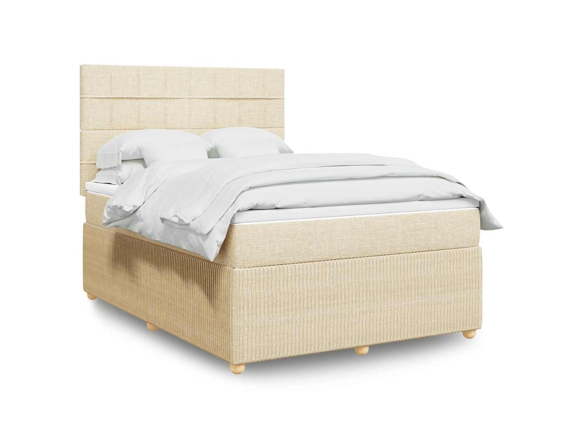 Vidaxl Cama com Molas/colchão 140x200 Cm Tecido Cor Creme