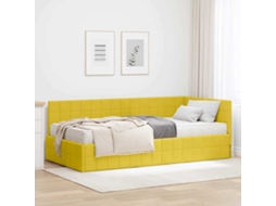Vidaxl Estrutura De Cama De Canto Com Colchão 2 Unid. Amarelo Veludo