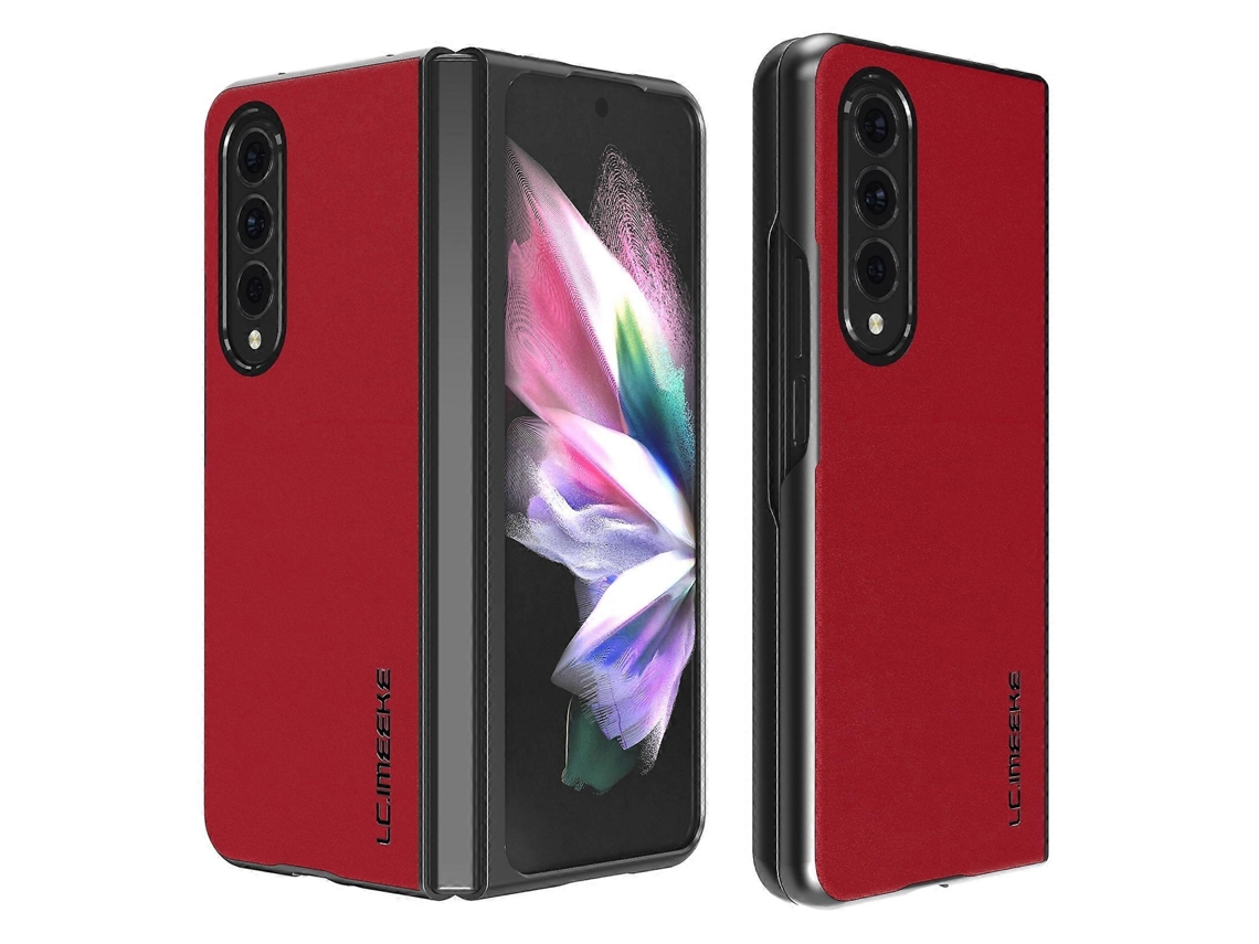 Capa Protetora Completa Em Couro Liso Resistente A Impactos Lc.imeeke Para Samsung Galaxy Z Fold4 5g.