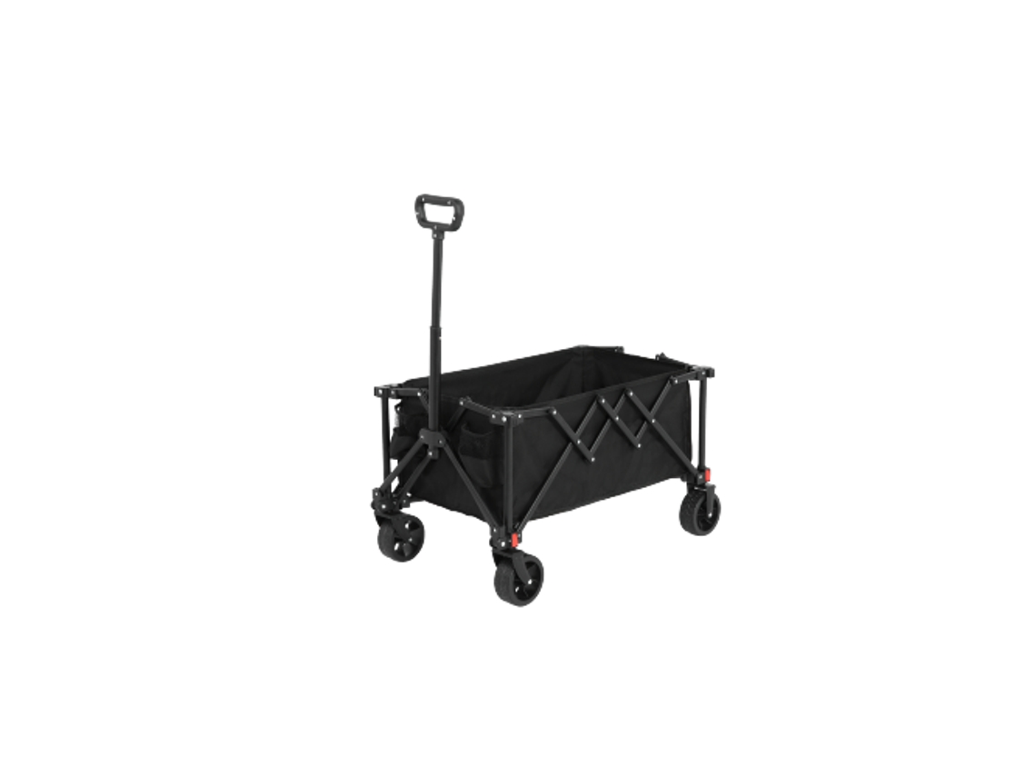 Dobrável Transporte Carrinho Com Rodas Todo Terreno, para Jardim, Camping e Compras, Preto