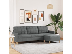 Vidaxl Sofá De 3 Lugares Com Apoio De Pés 210 Cm Tecido Cinza-escuro