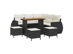 Conjunto 9 Conjunto De Sofá De Jardim Vidaxl Preto Vime Pe (110 X 55 X 71 Cm)