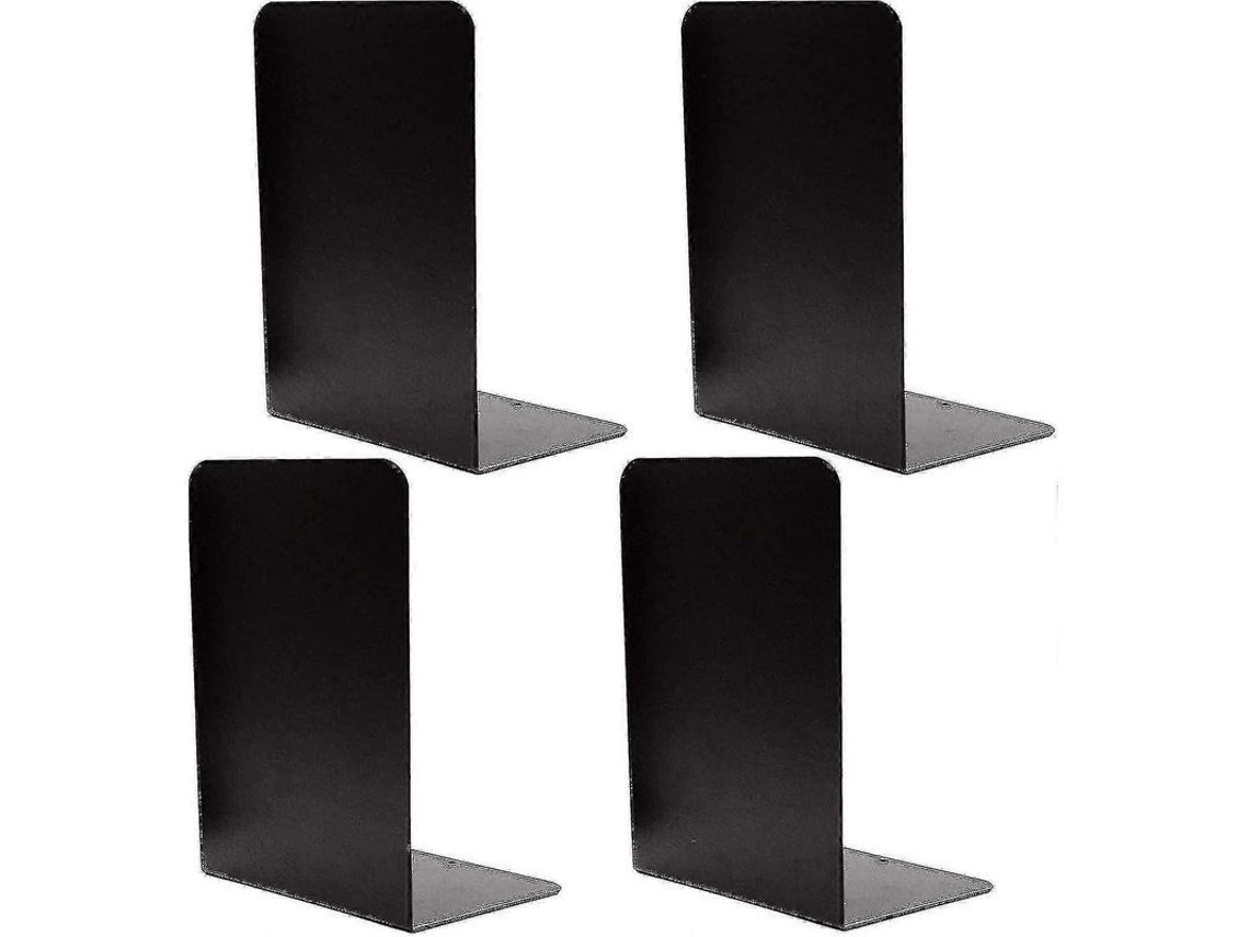 4 Peças Suportes De Livro De Metal Decorativos Pesados Preto Com Borracha Anti-deslizante