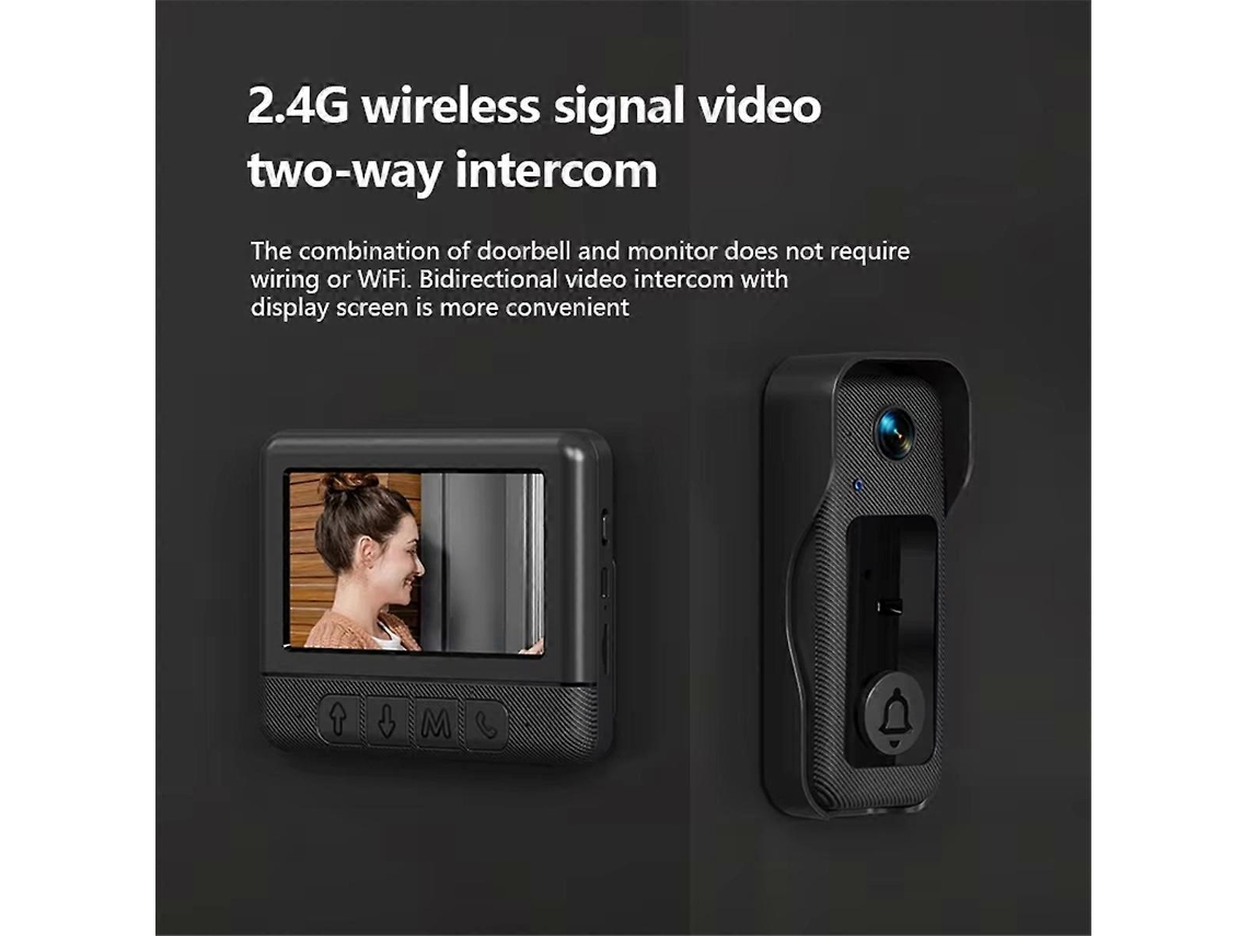 Lurelia Videoporteiro Inteligente, Wi-fi 2,4ghz, Visão Noturna, Sem Fios, Ecrã 4,3 Polegadas, Preto