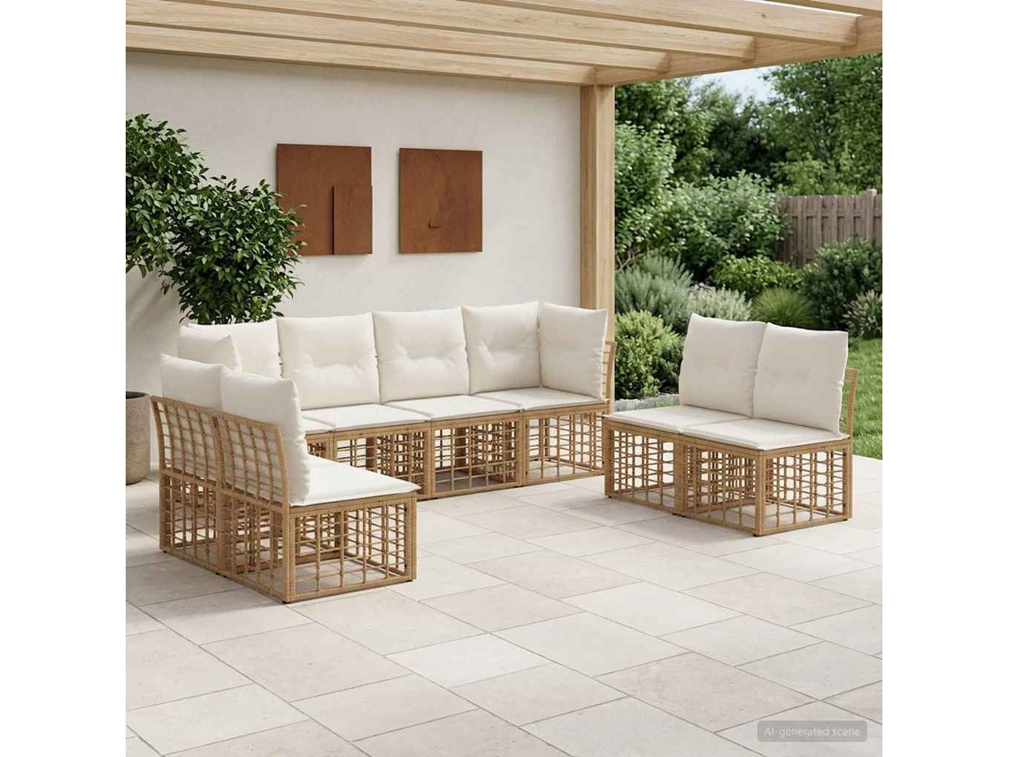 Vidaxl Conjunto De Sofás Para Exterior Natural Poliéster